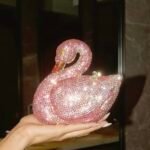 Pink Swan Crystal Clutch